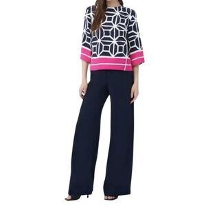 New Trina Turk Muria Top Blouse Women's XXL‎ Plus Designer 3/4 Sleeve Cocktail